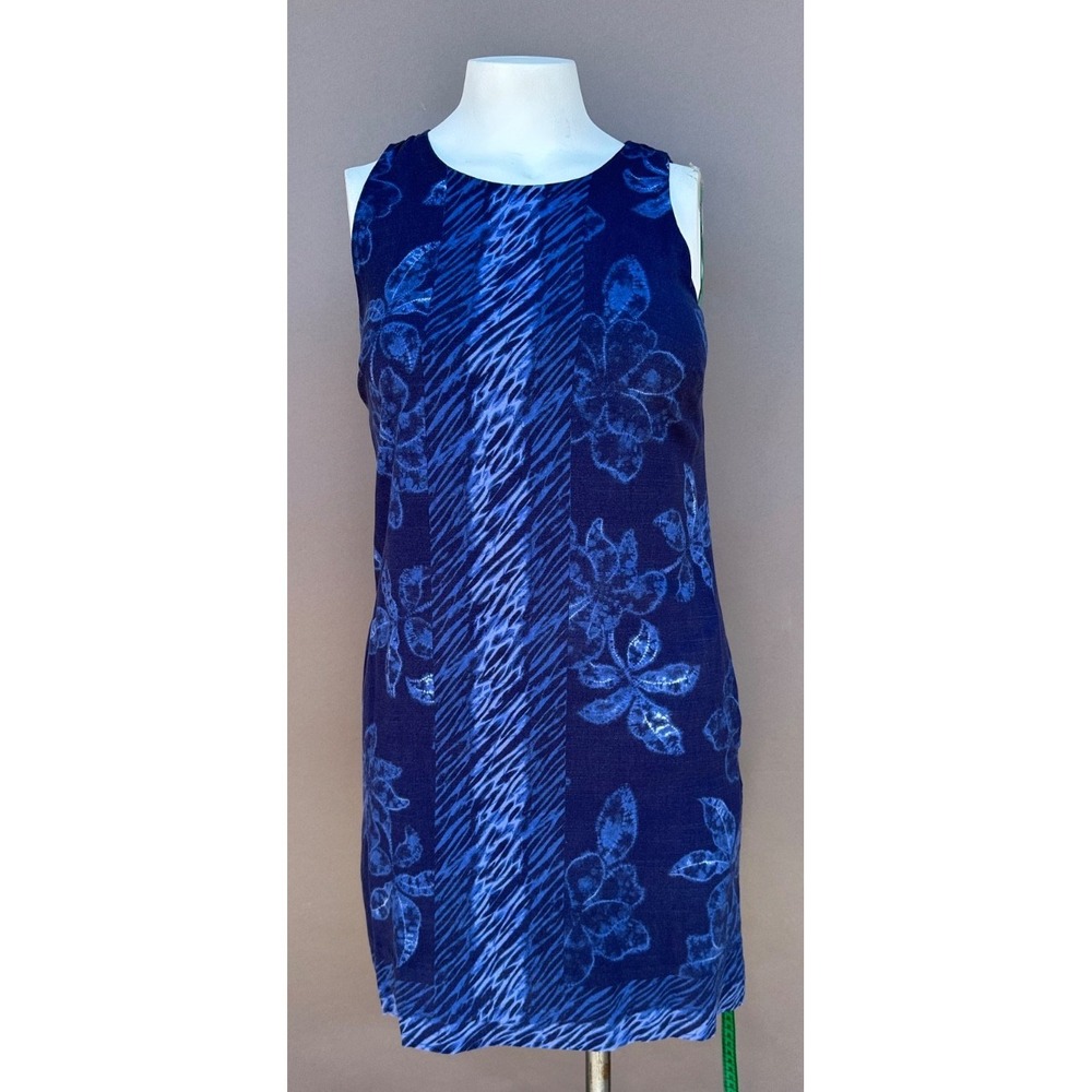 Tommy Bahama Dress XS Artist Series Blue Shibori Border Lined Pockets Resort‎